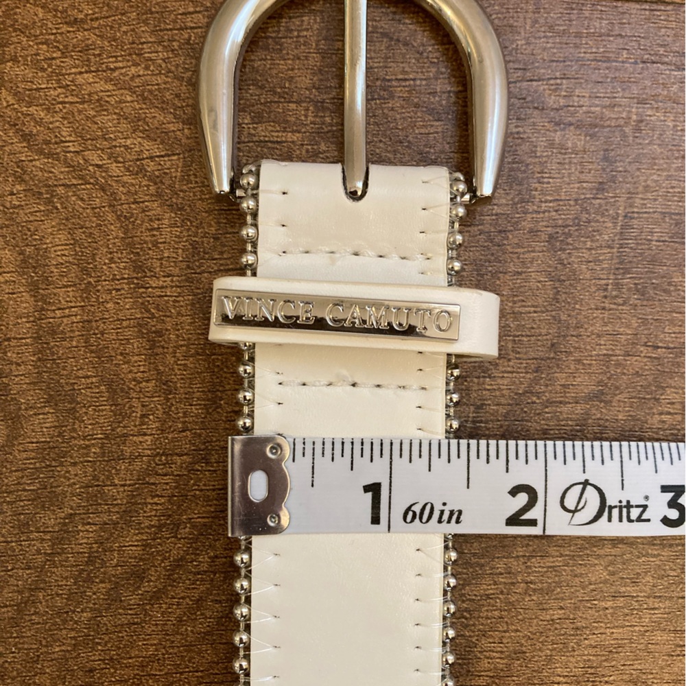 Vince Camuto White Leather Belt with Gold Hardware - Picture 6 of 8